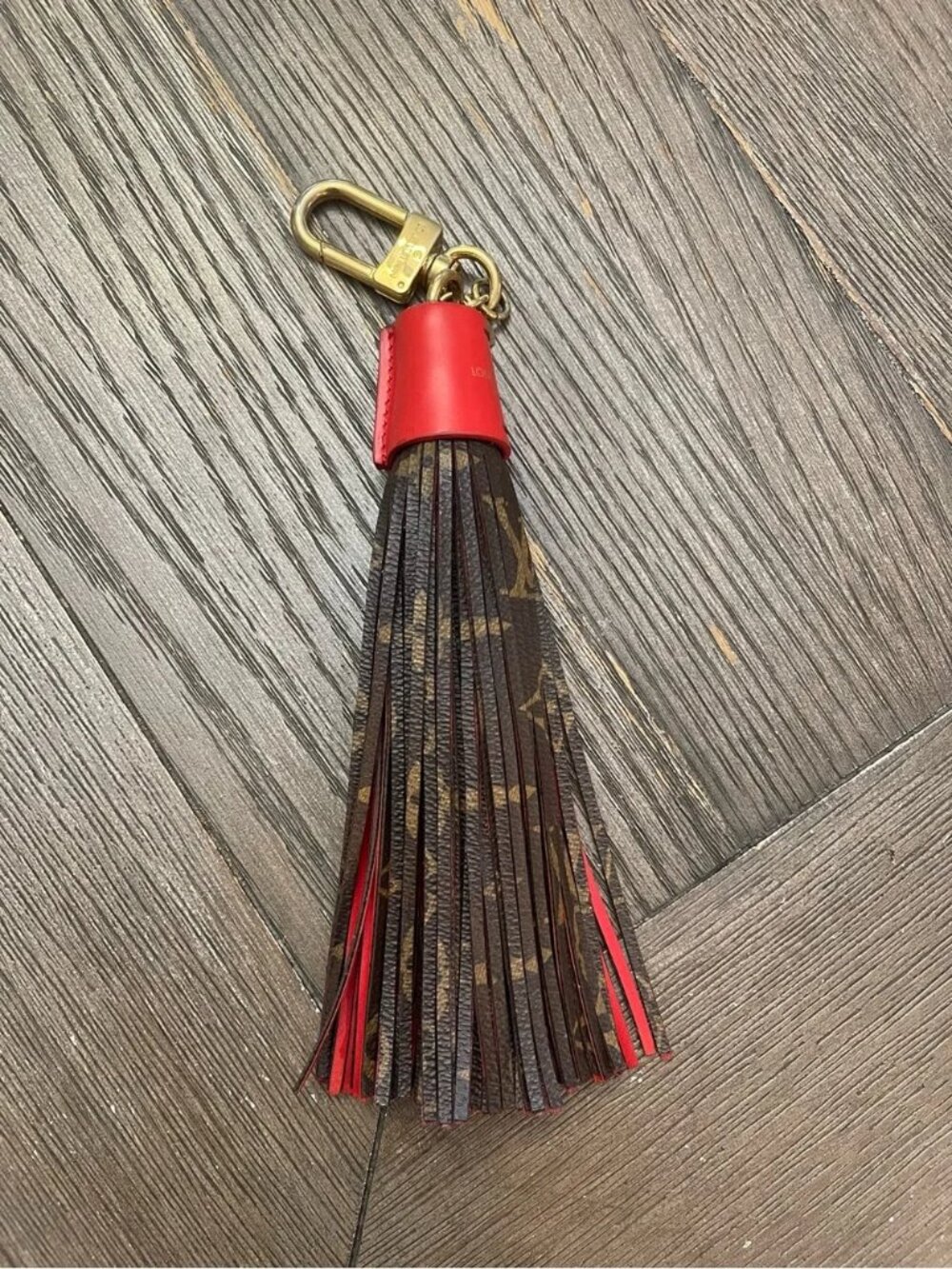 Louis Vuitton Monogram Tassel Key Bag Charm in Red and Brown
